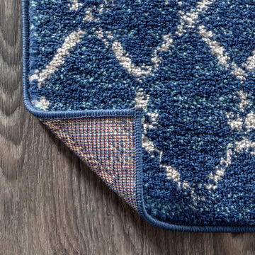 Moroccan Hype Boho Vintage Diamond Area Rug Blue/White